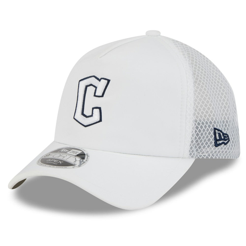 Cleveland Guardians New Era 2026 Batting Practice Apex 9FORTY Adjustable Trucker Hat - White - New Era Lifestyle