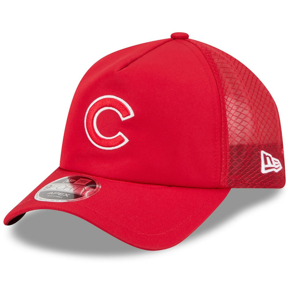 Chicago Cubs New Era 2026 Batting Practice Apex 9FORTY Adjustable Trucker Hat - Red - New Era Lifestyle