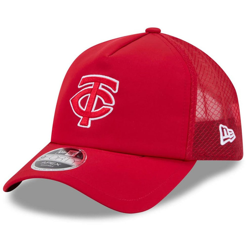 Minnesota Twins New Era 2026 Batting Practice Apex 9FORTY Adjustable Trucker Hat - Red - New Era on Sale