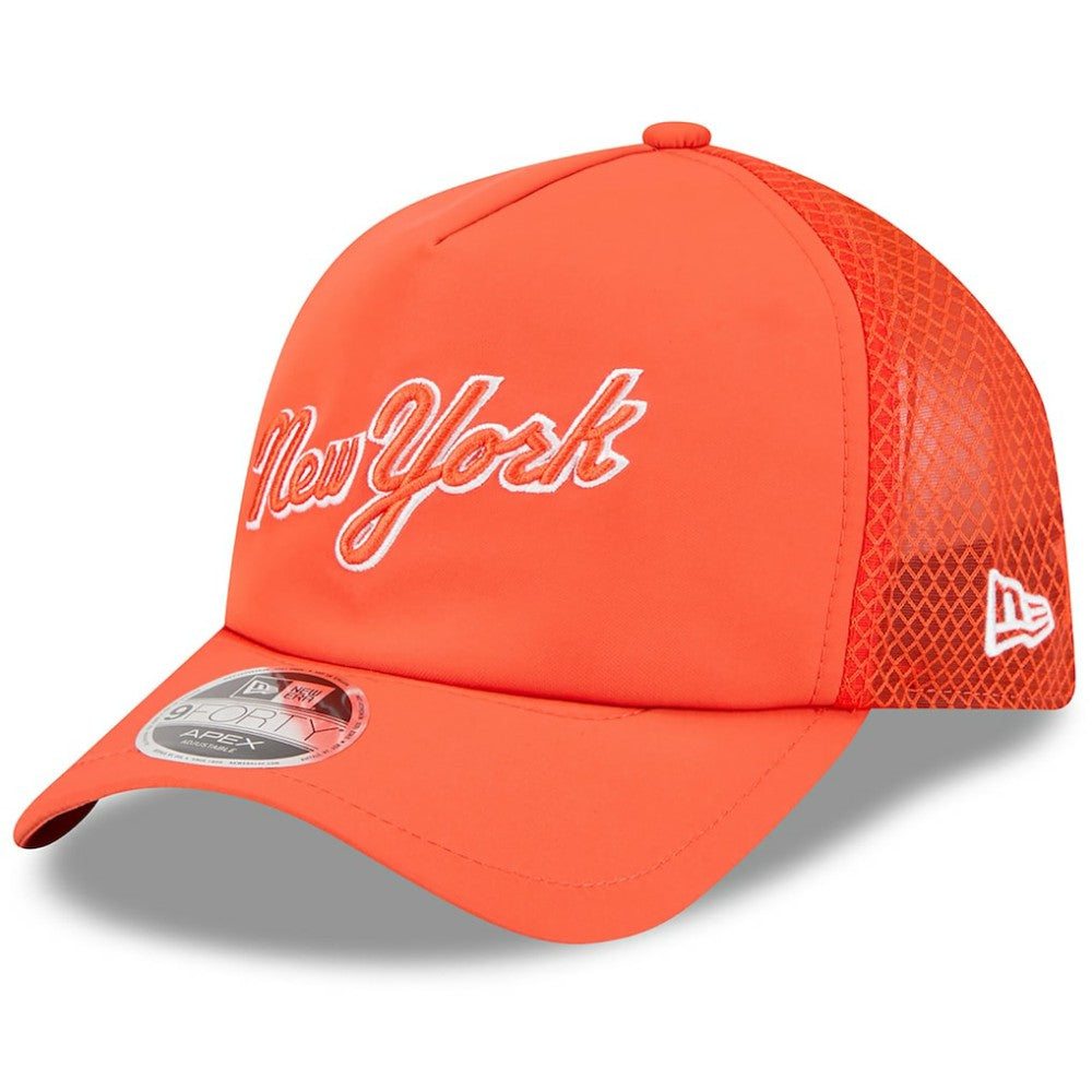 New York Mets New Era 2026 Batting Practice Apex 9FORTY Adjustable Trucker Hat - Orange - New Era Online