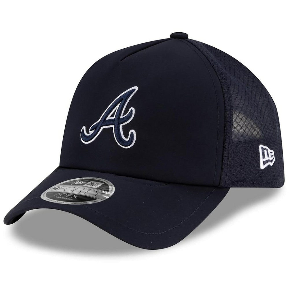 Atlanta Braves New Era 2026 Batting Practice Apex 9FORTY Adjustable Trucker Hat - Navy - New Era Discount