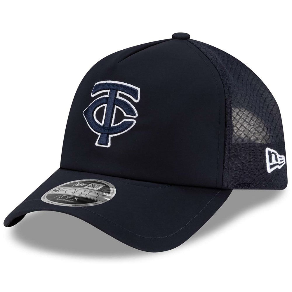 Minnesota Twins New Era 2026 Batting Practice Apex 9FORTY Adjustable Trucker Hat - Navy - New Era on Sale