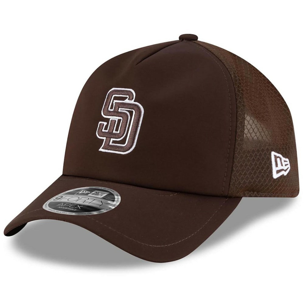 San Diego Padres New Era 2026 Batting Practice Apex 9FORTY Adjustable Trucker Hat - Brown - New Era Online