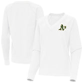 Athletics Antigua Women's Varsity Tri-Blend V-Neck Long Sleeve T-Shirt - White - MLB Online