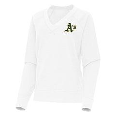 Athletics Antigua Women's Varsity Tri-Blend V-Neck Long Sleeve T-Shirt - White - MLB Online