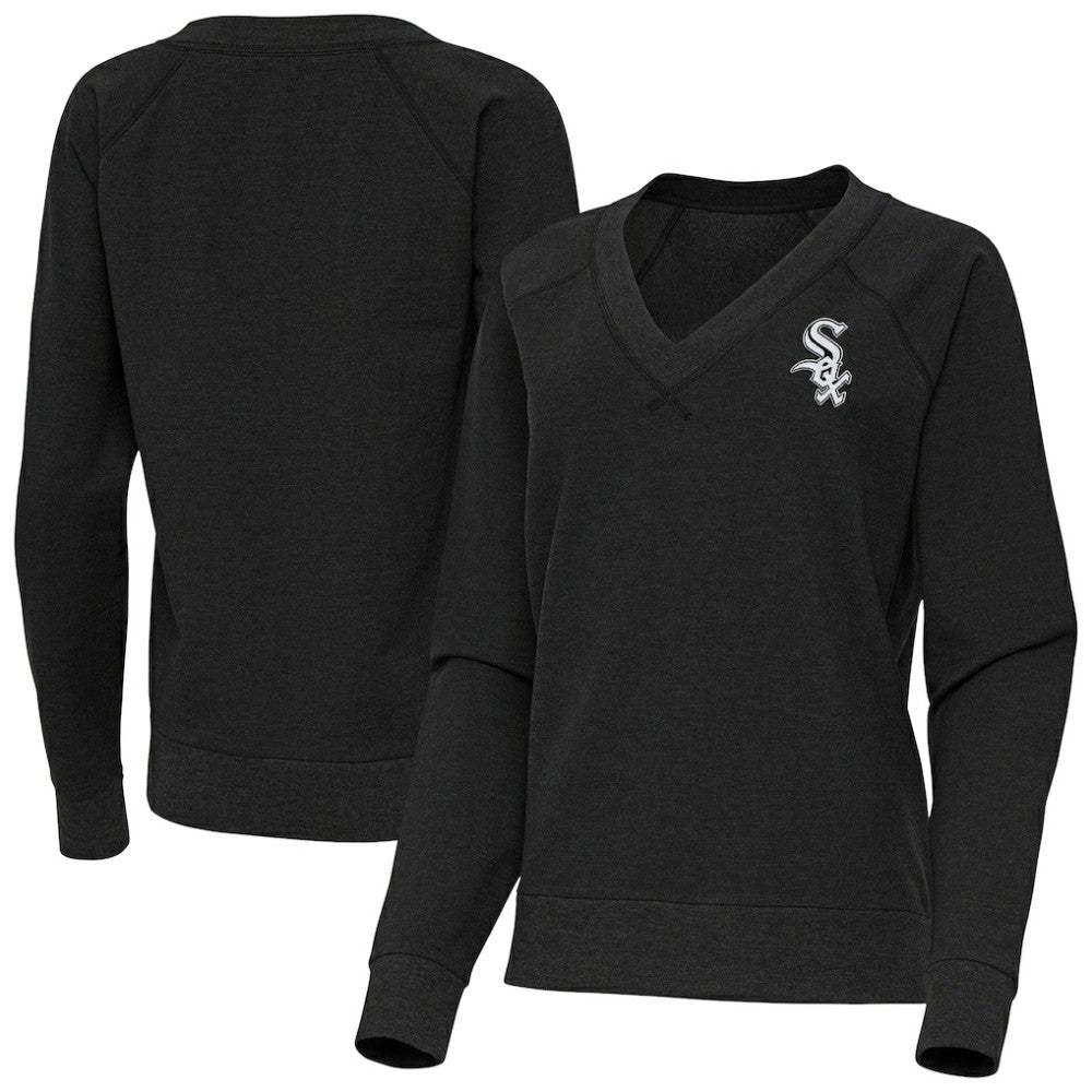 Chicago White Sox Antigua Women's Varsity Tri-Blend V-Neck Long Sleeve T-Shirt - Heather Black - MLB Discount