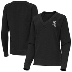 Chicago White Sox Antigua Women's Varsity Tri-Blend V-Neck Long Sleeve T-Shirt - Heather Black - MLB Discount