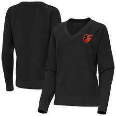 Baltimore Orioles Antigua Women's Varsity Tri-Blend V-Neck Long Sleeve T-Shirt - Heather Black - MLB on Sale