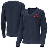 Boston Red Sox Antigua Women's Varsity Tri-Blend V-Neck Long Sleeve T-Shirt - Heather Navy - MLB Lifestyle
