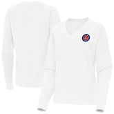 Chicago Cubs Antigua Women's Varsity Tri-Blend V-Neck Long Sleeve T-Shirt - White - MLB Discount