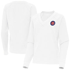 Chicago Cubs Antigua Women's Varsity Tri-Blend V-Neck Long Sleeve T-Shirt - White - MLB Discount