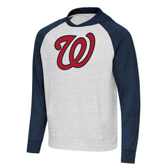 Washington Nationals Antigua Urgent Pullover Hoodie - Heather Navy/Gray - MLB Lifestyle