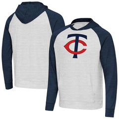 Minnesota Twins Antigua Urgent Pullover Hoodie - Heather Navy/Gray - MLB Sale