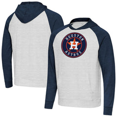 Houston Astros Antigua Urgent Pullover Hoodie - Heather Navy/Gray - MLB Lifestyle