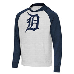Detroit Tigers Antigua Urgent Pullover Hoodie - Heather Navy/Gray - MLB Lifestyle