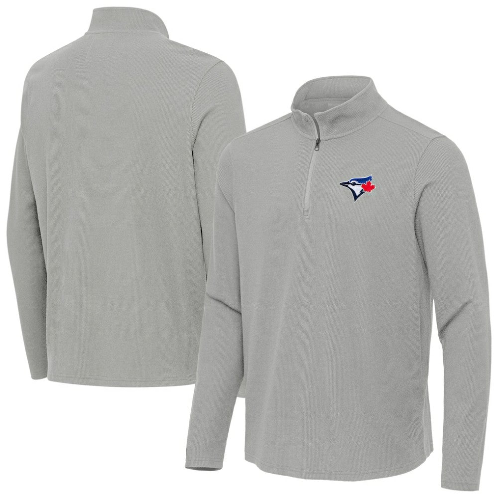 Toronto Blue Jays Antigua Sync Tri-Blend Quarter-Zip Pullover - Heather Gray - MLB Discount