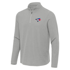 Toronto Blue Jays Antigua Sync Tri-Blend Quarter-Zip Pullover - Heather Gray - MLB Discount