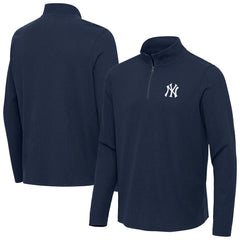 New York Yankees Antigua Sync Tri-Blend Quarter-Zip Pullover - Heather Navy - MLB Discount