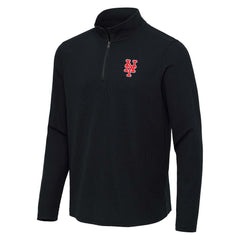New York Mets Antigua Sync Tri-Blend Quarter-Zip Pullover - Heather Black - MLB Online