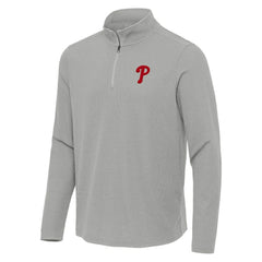Philadelphia Phillies Antigua Sync Tri-Blend Quarter-Zip Pullover - Heather Gray - MLB Lifestyle