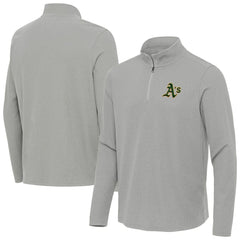 Athletics Antigua Sync Tri-Blend Quarter-Zip Pullover - Heather Gray - MLB Lifestyle