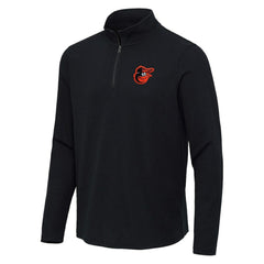 Baltimore Orioles Antigua Sync Tri-Blend Quarter-Zip Pullover - Heather Black - MLB Discount