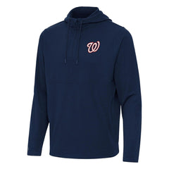 Washington Nationals Antigua Connected Quarter-Zip Pullover Hoodie - Navy - MLB Lifestyle