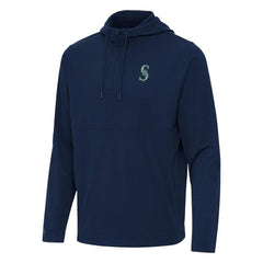 Seattle Mariners Antigua Connected Quarter-Zip Pullover Hoodie - Navy - MLB Discount