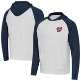 Washington Nationals Antigua Urgent Pullover Hoodie - Heather Navy/Gray - MLB Discount