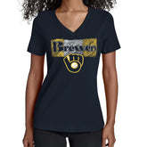 Milwaukee Brewers Starter Women's Team Color Shading V-Neck T-Shirt - Navy - MLB Online