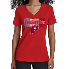 Philadelphia Phillies Starter Women's Team Color Shading V-Neck T-Shirt - Red - MLB Sale