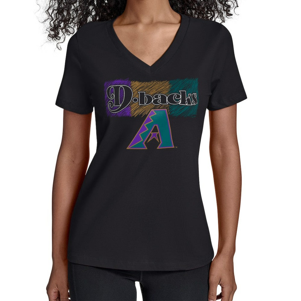 Arizona Diamondbacks Starter Women's Team Color Shading V-Neck T-Shirt - Black - MLB Online