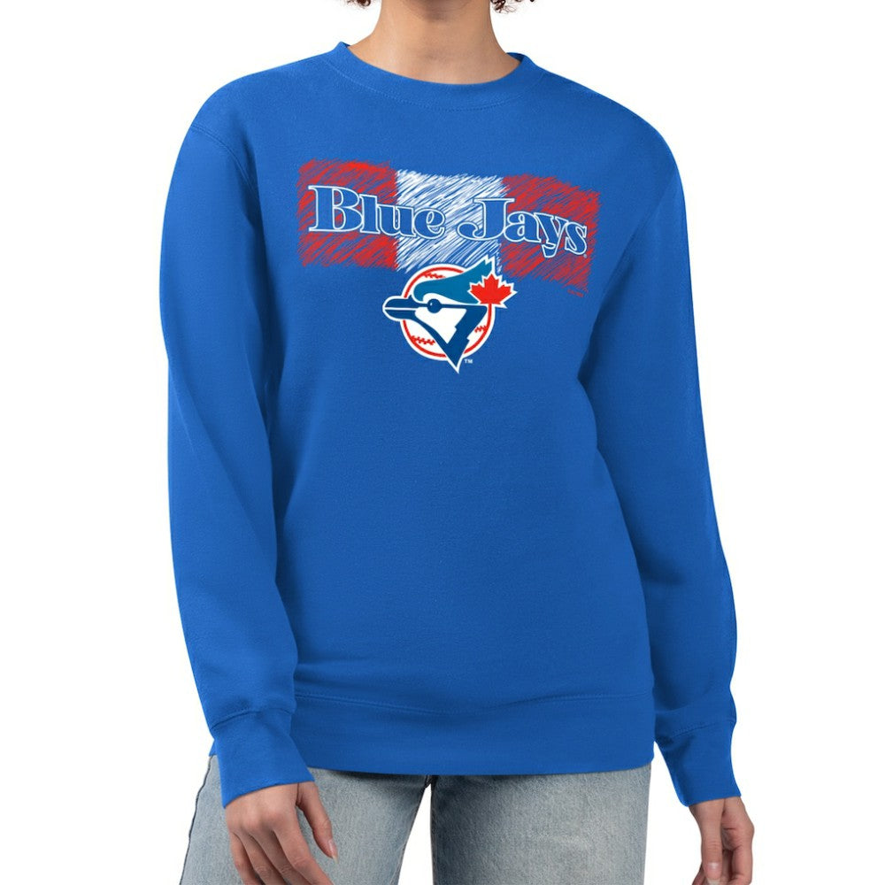 Toronto Blue Jays Starter Women's Team Color Shading Fleece Pullover Sweatshirt - Royal - MLB Lifestyle