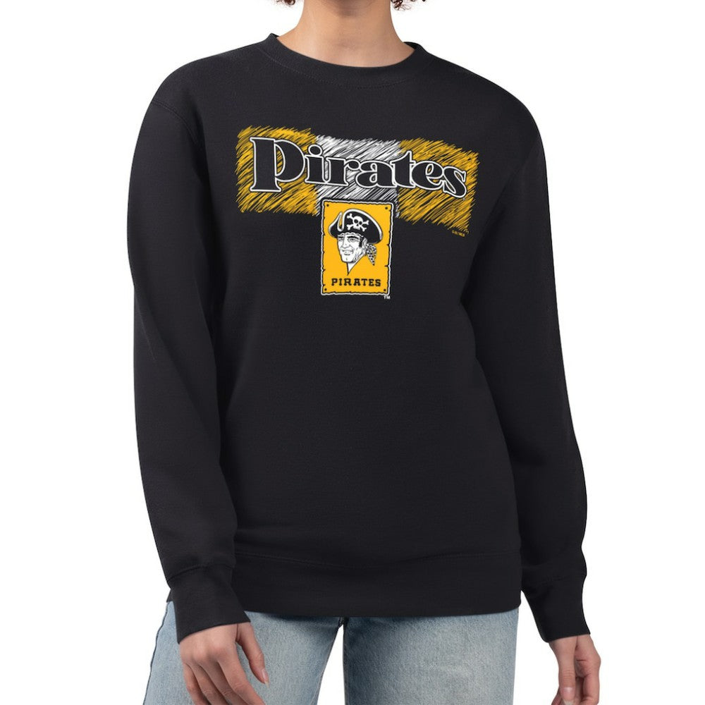 Pittsburgh Pirates Starter Women's Team Color Shading Fleece Pullover Sweatshirt - Black - MLB Lifestyle