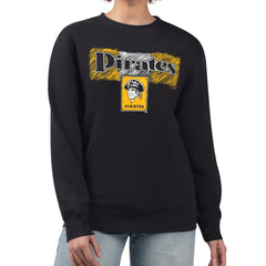 Pittsburgh Pirates Starter Women's Team Color Shading Fleece Pullover Sweatshirt - Black - MLB Lifestyle
