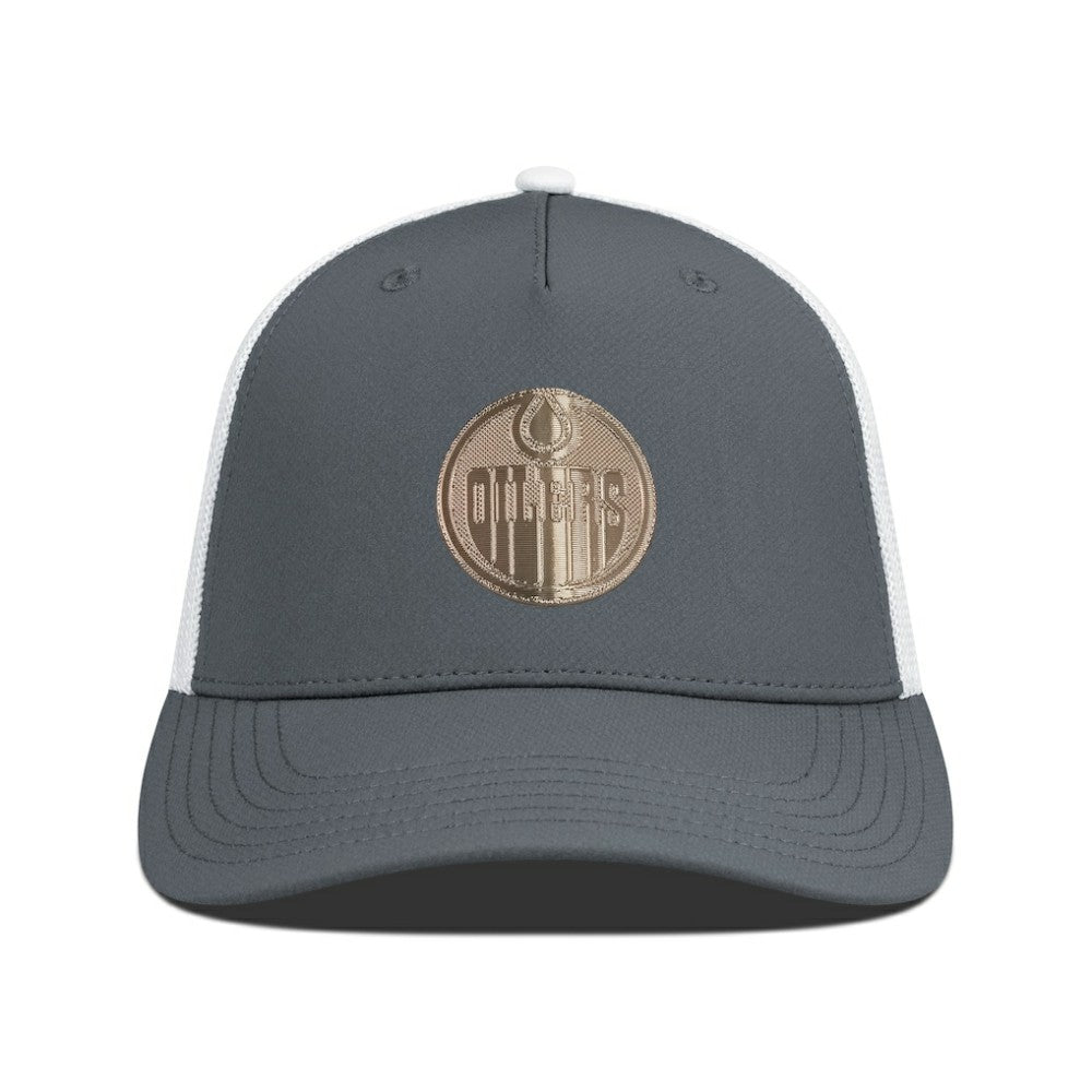Edmonton Oilers Levelwear Signal Copper Insignia Trucker Adjustable Hat - Charcoal/White - NHL 203155896
