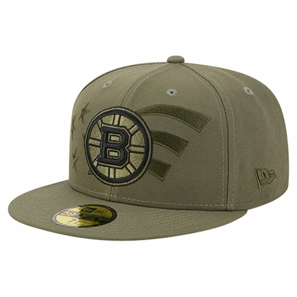 Boston Bruins New Era Military Appreciation Flag 59FIFTY Fitted Hat - Olive - NHL 203156213