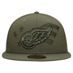 Detroit Red Wings New Era Military Appreciation Flag 59FIFTY Fitted Hat - Olive - NHL 203156216