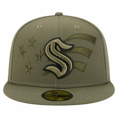 Seattle Kraken New Era Military Appreciation Flag 59FIFTY Fitted Hat - Olive - NHL 203156223