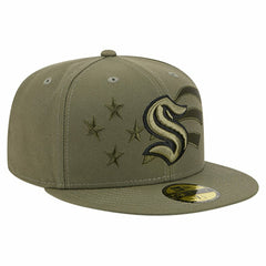 Seattle Kraken New Era Military Appreciation Flag 59FIFTY Fitted Hat - Olive - NHL 203156223