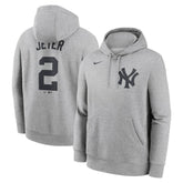Derek Jeter New York Yankees Nike Player Name & Number Club Fleece Pullover Hoodie - Heather Gray - Nike Discount