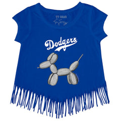 Los Angeles Dodgers Tiny Turnip Girls Youth Balloon Dog Fringe T-Shirt - Royal - MLB on Sale
