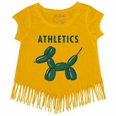 Athletics Tiny Turnip Girls Youth Balloon Dog Fringe T-Shirt - Gold - MLB Online