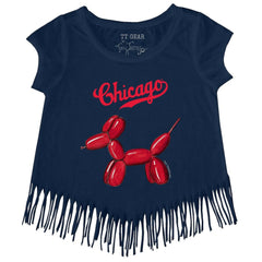 Chicago Cubs Tiny Turnip Girls Youth Balloon Dog Fringe T-Shirt - Navy - MLB on Sale