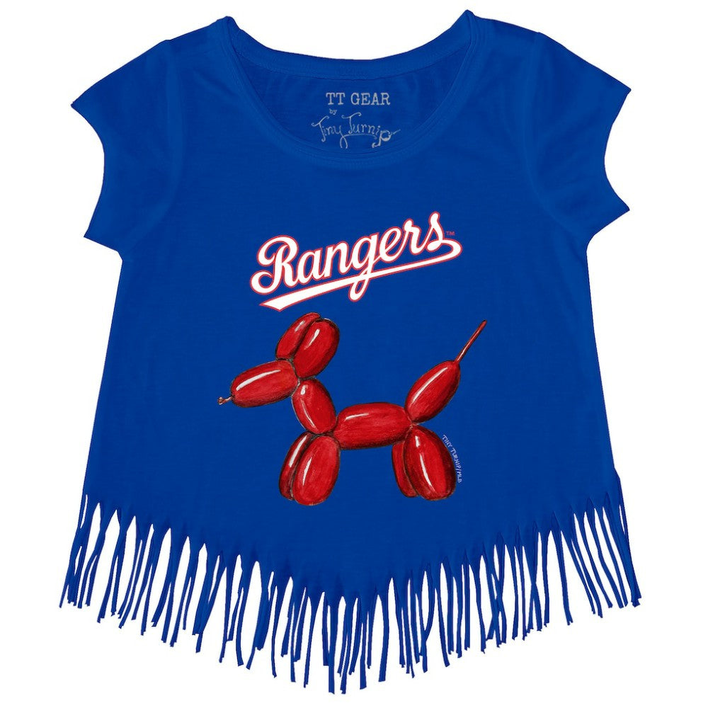 Texas Rangers Tiny Turnip Girls Youth Balloon Dog Fringe T-Shirt - Royal - MLB on Sale