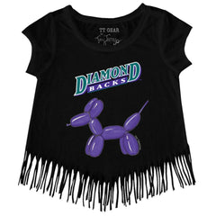 Arizona Diamondbacks Tiny Turnip Girls Youth Balloon Dog Fringe T-Shirt - Black - MLB Online