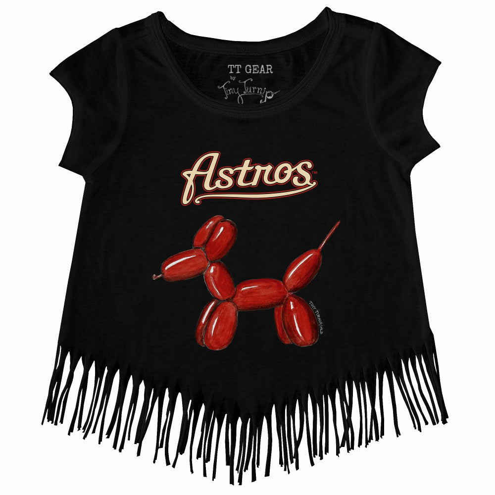 Houston Astros Tiny Turnip Girls Youth Balloon Dog Fringe T-Shirt - Black - MLB Online