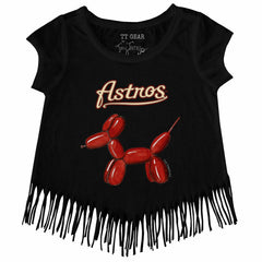 Houston Astros Tiny Turnip Girls Youth Balloon Dog Fringe T-Shirt - Black - MLB Online