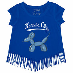 Kansas City Royals Tiny Turnip Girls Youth Balloon Dog Fringe T-Shirt - Royal - MLB Lifestyle