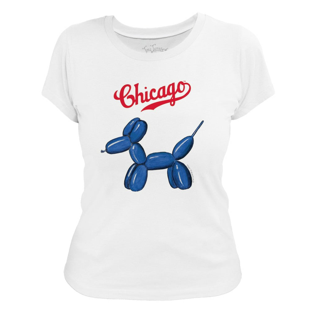 Chicago Cubs Tiny Turnip Women's Balloon Dog T-Shirt - White - MLB Discount